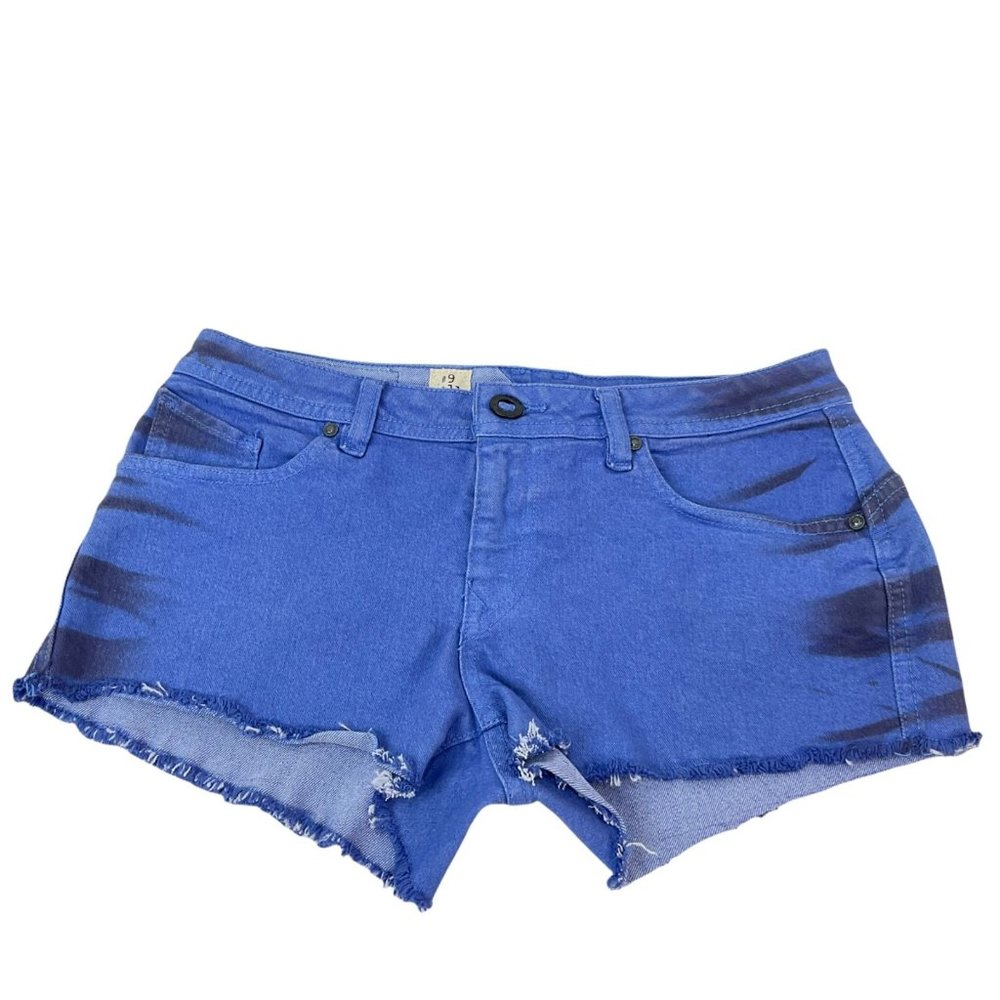 Volcom Shorts Womens Sz 9 Blue High voltage Booty Low Rise Frayed Hem Nwot $50